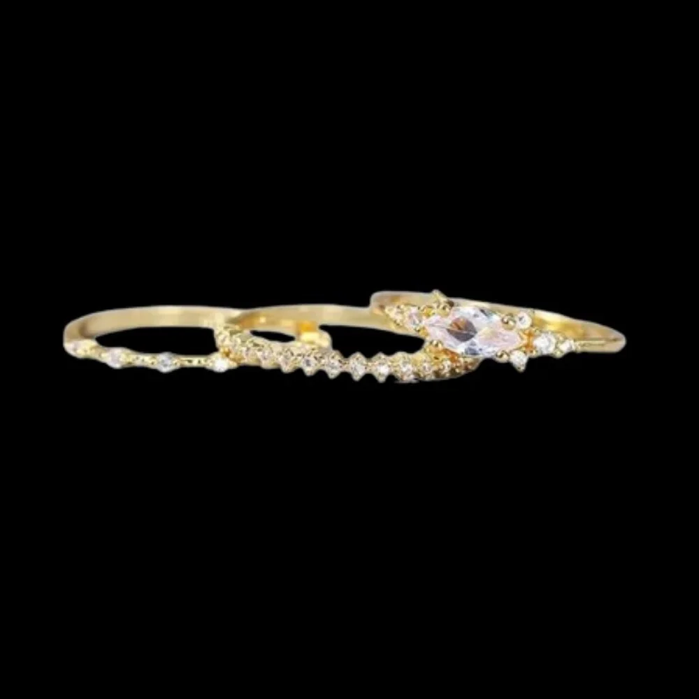 18kt Yellow Gold Plated Three Ring Set